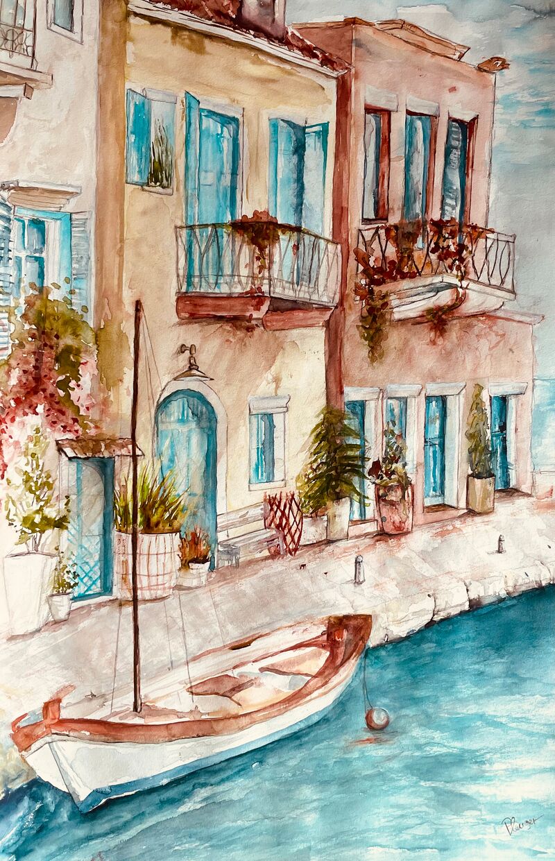 Moderne Kunst (Urlaubserinnerung Barci la mal in Aquarell)