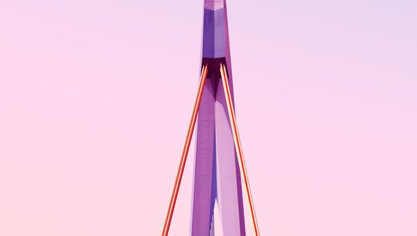 Moderne Brücke vor rosa Himmel Moderne Brücke vor rosa Himmel